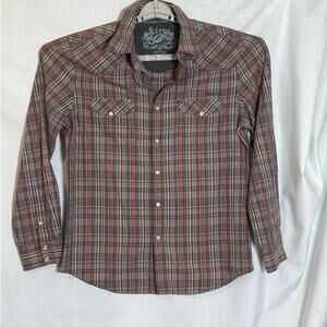 Kirra Western Pearl Snap Plaid Shirt Mens Long Sleeve 100% Cotton Size s